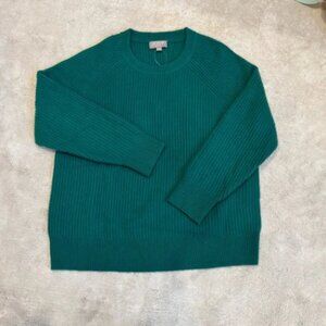 JCrew Ribbed Cashmere Oversized Crew Neck Sweater